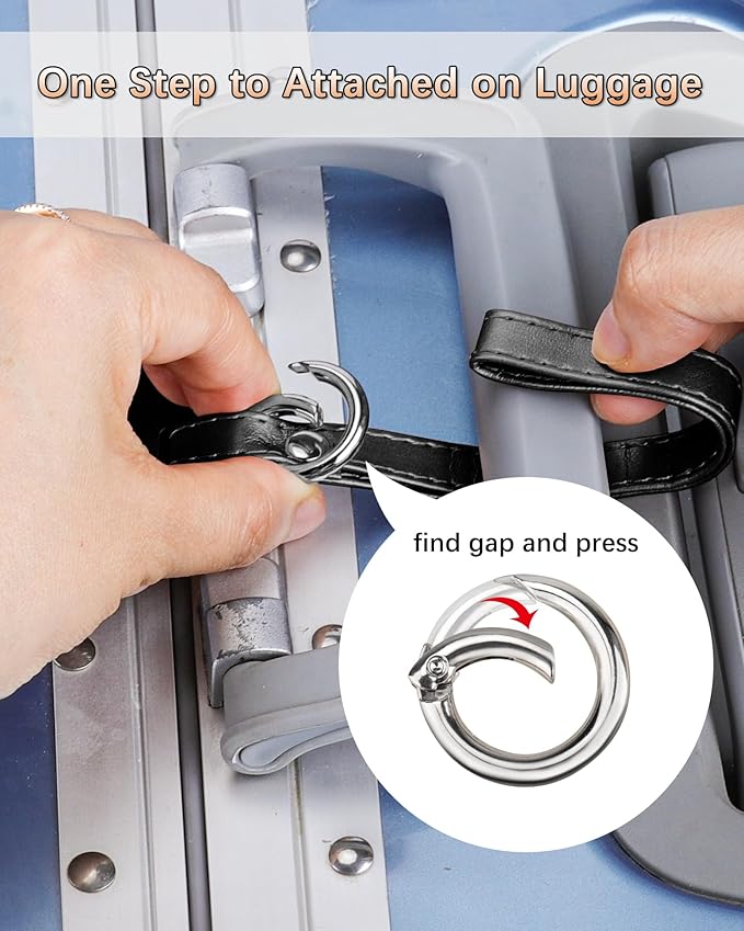 3 Pack Luggage Tags - Quick Install, Privacy Protection, Airplane Travel Essentials for Suitcases, Durable Leather - Black