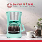 Holstein Housewares HH-0914701I 5-Cup Coffee Maker, Mint, 9.8x10x5.7