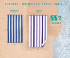 Bornbay Cotton Oversized Beach Towel - Extra Large 40"X70" Big Cute Thick Pool Towel, XL Stitch Beach Towels Striped Purple Swimming Towel for Adults Women
