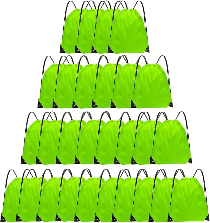 Grneric Drawstring Bags 28 PCS Drawstring Backpack Bulk String Backpack Cinch Bag Sackpack for Men Women Gym (Light Green)