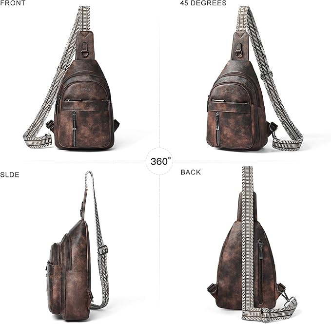 LATMAP 7L Sling Bag For Women Men Backpack Fanny Pack Crossbody Chest Travel Shoulder Belt Bags Purse Handbag PU Leather