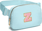 Gitus Gifts for 7 8 9 10 11 Year Old Girls Belt Bag Fanny Pack Crossbody Bags with Initial Letter Patch Birthday Gifts for Daughter Sister Friends Teen girls (Icing Blue-Z)
