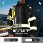 SKSAFETY Hi Vis Safety Rain Jacket for Men, Construction Work Rain Gear Heavy Duty Class 3 Rain Coat Waterproof Lightweight