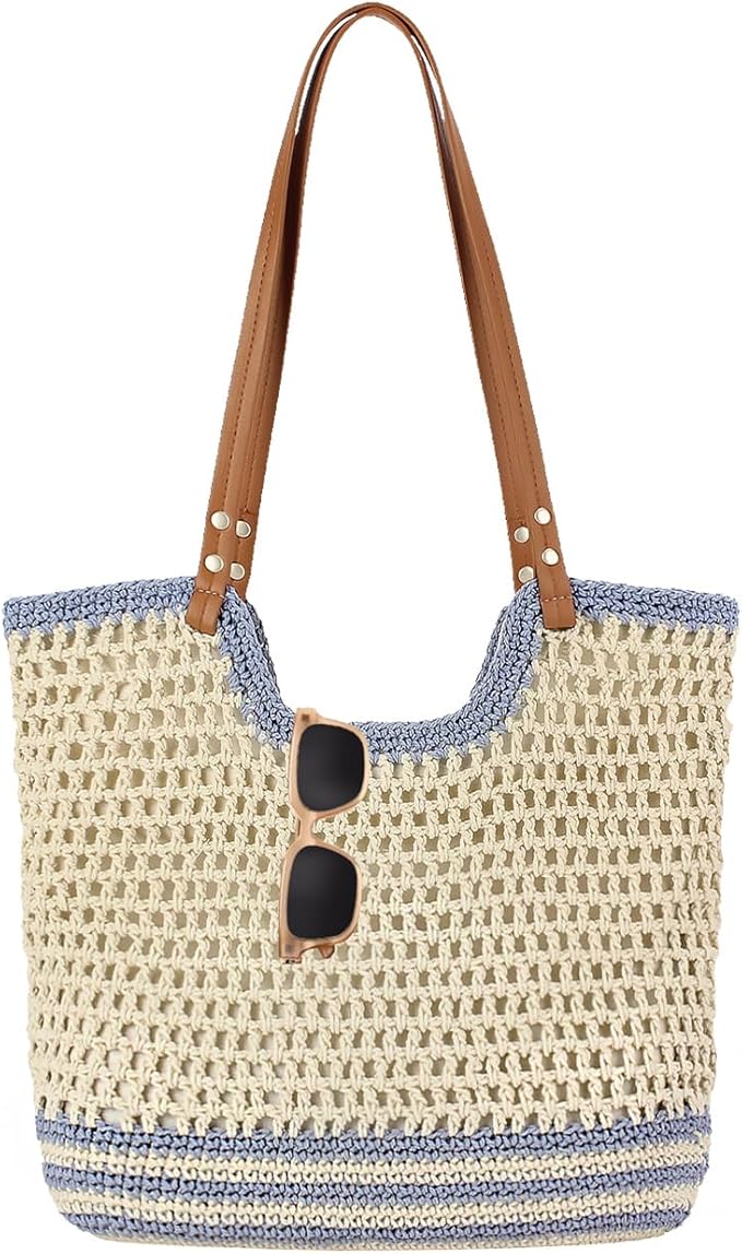 Crochet Beach Bag Summer Woven Tote Bag Crochet Purse for Women handbags Boho Shoulder Bags for Travel Vacation