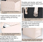 Mandark Car Seat Back Organizer, PU Leather Automotive Backseat Hanging Storage Pocket, Multipurpose Vehicle Travel Essentials Accessories for Kids & Adults, Universal for Most Cars (Beige)