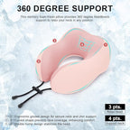 urnexttour Travel Pillow for Airplane Memory Foam Neck Pillow, Soft & Support Travel Pillow for Travelling, Sleeping Rest, Car, Train and Home Use (Pink)