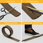D-Line 30ft Floor Cord Cover, Floor Cable Protector, Extension Cord Cover, Protect Wires & Prevent Cable Trips, Cable Management Solution - Cord Cavity = 0.63" (W) x 0.31" (H) - Brown