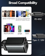 84W Upgraded Retractable Car Charger Adapter for iPhone 17,4 in 1 Fast Charging Car Phone Charger,USB C Car Truck Accessories,Road Trip Essentials Gift for Men for iPhone 17/16/15,Galaxy S26,Pixel 10