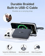 Baseus 0.3" Ultra Slim 5000mAh MagSafe Portable Charger Bundle with 10,000mAh 30W Magnetic Portable Charger Built-in Braided USB-C Cable for iPhone 17 Pro Max/Air/16/15/14/13, AirPods, iPad