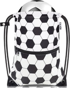 draw string back bag, Large Gym Sports string backpack for men and women with front zipper pocket(football pattern)