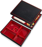 Teenyyou 2 Pcs 12 x 9.5 x 2.2 Inch Japanese Bento Box 5 Compartments Divided Lunch Box with Greaseproof Adult Japanese Bento Lunch Container Sushi Home Restaurant