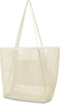 Iioscre Beach Bag for Women, Causal Hobo Pool Bags with Zipper Inner Pocket, Foldable Swim Tote Bag for Vacation Essentials