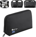 RIGHT AWAY Travel Tech Pouch，Waterproof Cord Case，Electronics Organizer Travel Case，Cable Organizer Storage Bag For Phone, Charger, Accessories（BLACK）