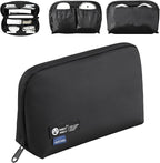 RIGHT AWAY Travel Tech Pouch，Waterproof Cord Case，Electronics Organizer Travel Case，Cable Organizer Storage Bag For Phone, Charger, Accessories（BLACK）