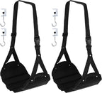 PATIKIL Airplane Footrest, 2 Pack Adjustable Foot Hammock with Hooks Foldable Memory Foam Footstool to Relax Feet Long Flight Airplane Travel Essentials for Under Office Desk, Black
