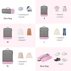BAGAIL 4 Set/6 Set/8 Set Compression Packing Cubes Travel Accessories Expandable Packing Organizers (Half Mesh, 6-Pink)