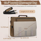 RAINSMORE Messenger Bag for Men 15.6-17.3 Inch Laptop Bag Water-resistant Canvas Briefcase Computer Satchel for Work College