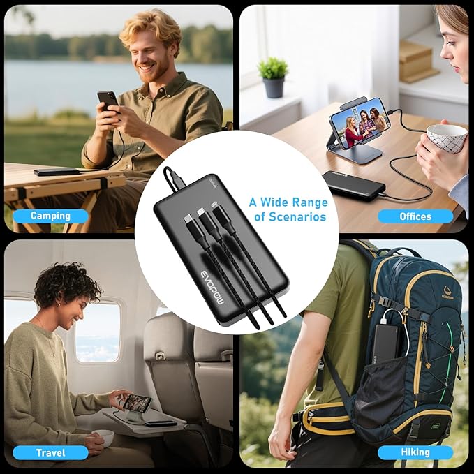 Portable Charger Power Bank 10000mAh, USB C in&Out Fast Charging Battery Pack Portable Phone Charger Quick Charge for iPhone 15/14/13/12, Galaxy S23/22, Pixel Heated Vest and etc (Black)