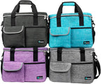 PetAmi Dog Travel Bag, Travel Pet Bag Organizer, Dog Food Travel Bag with Container Collapsible Bowls, Pet Travel Supplies Gift Accessories for Weekend Camping, Puppy Cat Diaper Bag, Gray Medium