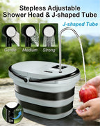 Portable Shower with 20L Foldable Bucket: Integrated Bucket + Shower Head,13000mAh Rechargeable Camping Shower with LED Display, Fruit Wash Mode, IPX8 Waterproof & 5-Speed,Portable for Travel,Pet Bath