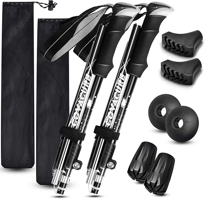 Covacure Trekking Poles Collapsible Hiking Poles - 2 Pack Aluminum Alloy 7075 Trekking Sticks with Quick Lock System, Telescopic, Collapsible for Hiking, Camping