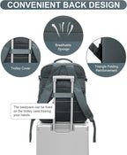 WONHOX Large Travel Backpack Women,Carry On Backpack Flight Approved 18x14x8 inches Bag Spirit Airlines Personal ltem,College Sports Hiking Rucksack Laptop Blackpack mochila de viaje, Grey Blue