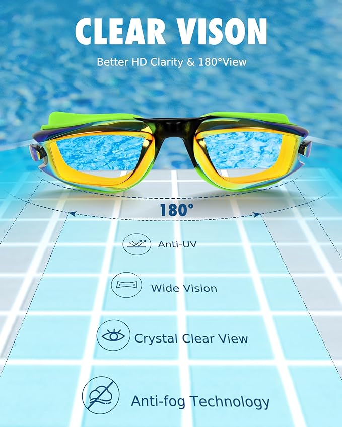 Aegend Swim Goggles for Kids Youth 3-14 Anti-Fog Anti-UV Comfort Fit Goggles for Swimming