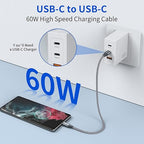 USB C to C Cable (3 Pack 1ft),Short USB Type C Fast Charging Nylon Braided Charger Cord Compatible with iPhone 17 16 Pro/15 Pro Max Android Samsung Galaxy S24 S23 S22,MacBook Pro, iPad Pro USB-C