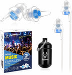 Concert Ear Plugs 2 Pairs, Noise Reduction Music Earplugs for Musicians, DJs, Festival, Raves, Loud Events, Hearing Protection for Adult/Kids 12+, incl Lanyard & Aluminum Case