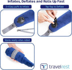 TRAVELREST All-in-One Travel Neck Support & Body Pillow - Airplane Pillow for Long Flight Comfort, Travel Essentials, Sleeping Accessories, Memory Foam, Headrest Support Seat for Car (Blue)