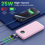 Portable Charger PowerBank 40,800mAh with Built-in Cables,25W PD Fast Charging +QC 4.0 Quick Phone Charging Power Bank, Travel Essential Charger Battery Pack for iPhone 17/16/15 Android Galaxy etc