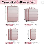 Veken 6/9/11 Set Compression Packing Cubes for Travel Essentials,Compressible Expandable Large Luggage Suitcase Organizer Bags for Clothing,Durable Space Saver Storage Bags(Light Coral)
