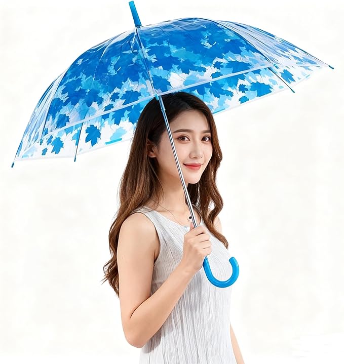 Clear Bubble Umbrella - Automatic Opening Clear Dome Umbrella with the Stylish J-Shaped Handle for Men and Women, Wedding, Outings and Large Group Gatherings, Graduations, Proms, or Daily City Walks
