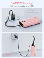 Portable Charger, 45W 20000mAh Power Bank with in/Out Fast Charging USB C Cable, 3W Flashlight, LED Display, Portable Battery Pack Travel Essentials for iPhone 17/16/15, Android Phone, Tablet, Laptop