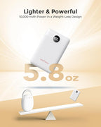 Small Portable Charger 10000mAh, Mini Power Bank with LED Display, 22.5W PD Fast Charging USB-C Battery Pack, Compact Lightweight Travel Charger Compatible with iPhone Samsung Android, White