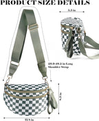 Black and White Checkered Crossbody Bag Bum Bag for Women,Spacious Checkered Purse Fanny Packs Belt Bag