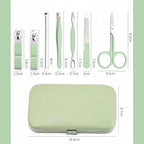 QURIPE 7pcs Manicure Set, Nail Clippers Kit, Stainless Steel Manicure Kit, Nail Clipping Tools Portable Travel Grooming Kit, The Best Gift with Luxurious Case (Green)