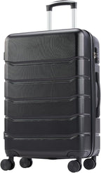 OLIXIS 24 Inch Luggage, Hardside Suitcase with Spinner Wheels, Lightweight ABS Hard Shell Checked Luggage, TSA Approved Lock, Expandable Medium Suitcase for Travel & Business–Black