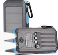 Power Bank Solar Charger 20,000mAh, Portable Phone Charger, 4 Cables Outdoor Waterproof External Backup Power Charger with USB-C for Cell Phones, Solar Battery Pack with Dual Flashlight for Camping