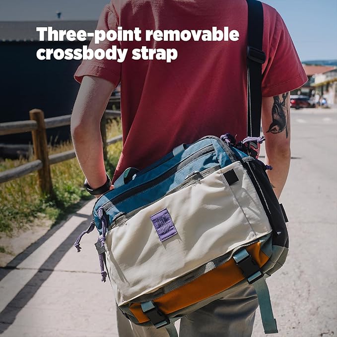 Topo Designs Mountain Cross Bag, Functional + Flexible Briefcase, Removable Shoulder Strap, Fair Trade (Mustard/Forest)
