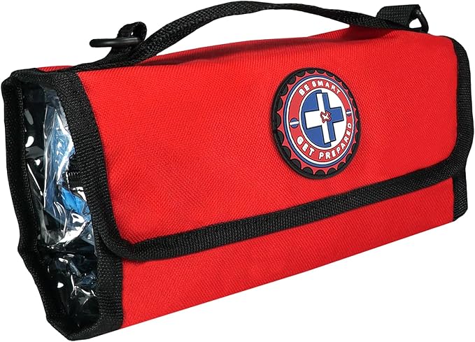 Be Smart Get Prepared 73-Piece Coach’s and Team Sports First Aid Kit in Roll up Bag: Clean, Treat, Protect Cuts, Scrapes. Home, Office, Car, School, Travel, Hunting, Outdoor, Camping, FSA HSA