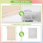Pack of 3 Reusable Produce Bags Washable, 11x17 Inch Large Reusable Grocery Bags Heavy Duty Cotton Bag Produce Storage, Enhanced Closure Edge, Double Stitched, with Tare Weight