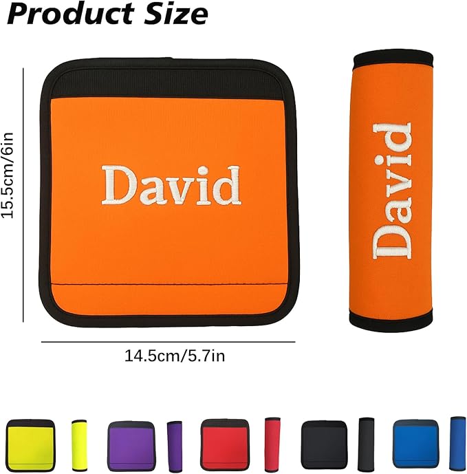 Personalized Luggage Handle Wrap with Embroidered Name Custom Soft Grip Handle Cover for Suitcase, Travel Bag Machine Washable Luggage Identifier for Airplane, Cruise, Road Trip (1 Piece)