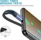 USB Type C Cable Fast Charging,3pack 10ft Premium Nylon Braided 3A Rapid Charger Quick Cord,Type C to A Cable Compatible for Samsung Galaxy S21 S20 S10 S9 S8 Plus,Note 20 10 9 8, LG V50 V40 G8（Blue）