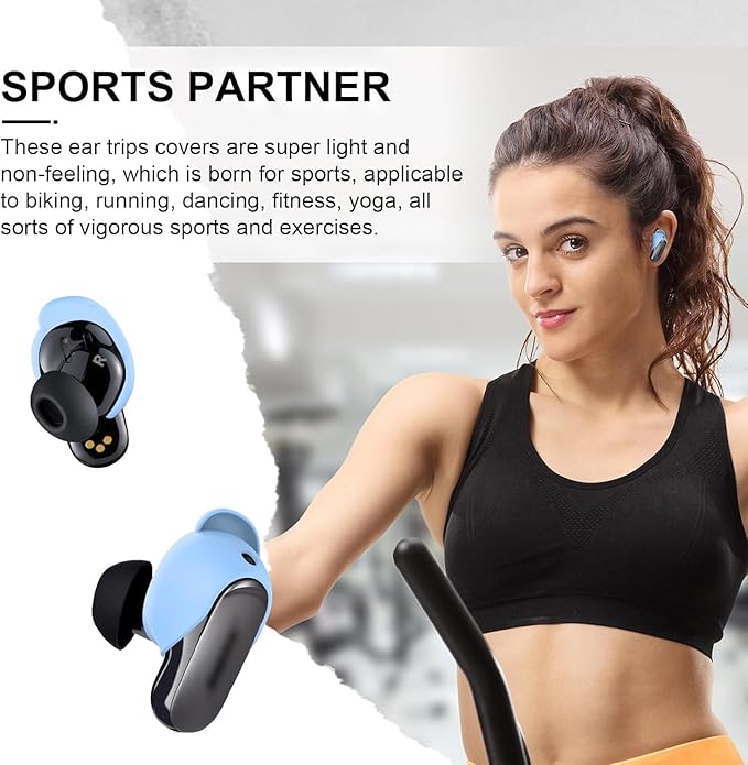 [3 Pairs] Ear Tips Cover for Bose QuietComfort Earbuds II (2022) &Bose QuietComfort Ultra Earbuds (2023), Silicone Sport Ear Hook Cover, Anti-Slip Replacement Eartip Accessories (S,M,L) (Blue)