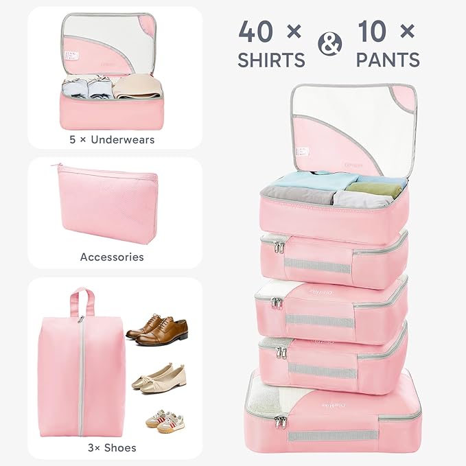 10 Set Packing Cubes for Travel, Gifts for Women Mom,Anti-Tearing Suitcase Organizer,OlarHike Vacation Essentials & Accessories for Cruise Ship