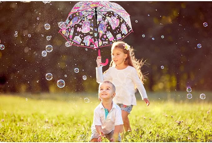 MRTLLOA Kids Clear Bubble Umbrella with an Easy Grip Curved Handle, Safety Transparent Dome Bubble Umbrella for Toddler Boys Girls
