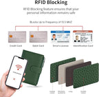 Passport wallet and Card Slot Combo RFID Blocking Slim Leather Travel Passport Wallet for Men and Women with Zippered Coins Pocket Passport holder, Green