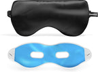 ASUTRA Silk Eye Pillow for Sleep, Black - Filled w/Lavender Buds & Flax Seeds, Weighted Eye Mask, Meditation & Light Blocking Blindfold, Cooling Gel Mask Included