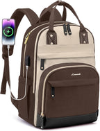LOVEVOOK Backpack for Women,Laptop Backpack Women,Fits 17 Inch Laptop Bag,School Backpacks,Fashion Travel Work Anti-theft Bag,Waterproof Business Computer College Backpack Purse,Brown-Apricot